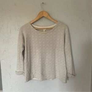Soft Joie Boho Cream Grey Knit Sweater Workwear Career 3/4 Sleeve Top sz Small